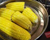 A picture of step 1 of Steamed Sweet Corn Chaat.