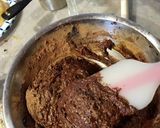 A picture of step 4 of Rounies (not quite brownies and too rich to be cookies).