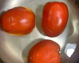 A picture of step 1 of Sweet and sour Tomato Curry serve with white rice.