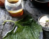 A picture of step 1 of Bhapa lauki leaf.