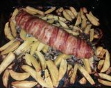 Baconbe göngyölt, sonkával és sajttal töltött karaj 🥓 recept fázis 1 fotója