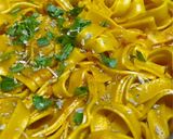 صورة لخطوة 6 من وصفة معكرونة بالصلصة Tagliatelle مع لحم مشوي بالفرن