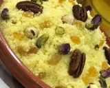 A picture of step 3 of Algerian Mesfouf with Raisins and Nuts.