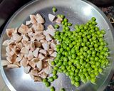 A picture of step 2 of Mushroom matar dry sabzi.