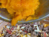Pastel de carne con puré de calabaza