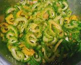 A picture of step 2 of Khatta Meetha Karela (Bitter Gourd and Raw Mango Chutney).