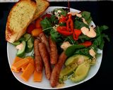 A picture of step 3 of My Pork Sausage Salad with chedder Cheese & Garlic Bread.