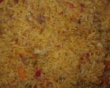 A picture of step 8 of Fried rice with fried chicken.