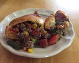 A picture of step 2 of Shepard's Pie in a Crescent Roll.
