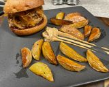 A picture of step 11 of BBQ Pork n’ Cheddar Burger.