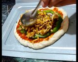 A picture of step 9 of Pizza with spinach and tofu topping.