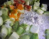 A picture of step 1 of Jhinge narkol posto /ridge gourd in coconut and poppy seed paste.