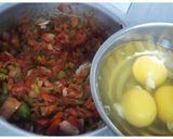 A picture of step 11 of Egg Pizza (without oven).