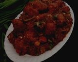 A picture of step 8 of Dry Manchurian.