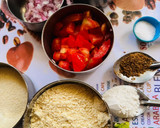 A picture of step 1 of Sattu Chilla with veggie.