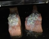 A picture of step 1 of Garlic Butter Salmon and Cavalo Nero Pasta.