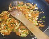 A picture of step 2 of Chinese egg fried Rice.