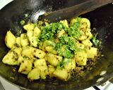 A picture of step 3 of Jeera Aloo (Potatoes Tempered with Cumin seeds).