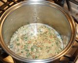 A picture of step 2 of Polenta with cremini mushrooms and feta cheese.