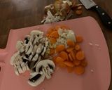 A picture of step 1 of Pork and mushroom stir fry.