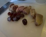 A picture of step 1 of Rice with Aged duck legs and Chinese sausages.