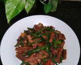 Foto langkah ke 5 dari resep Oseng Cabe Ijo Terong Kacang Panjang Tempe.