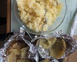 A picture of step 2 of Jacket Potato with sausage mix.