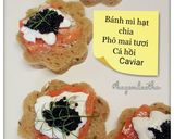 Hình bước làm 3 của món #cleaneating #fingerfood caviar bánh mỳ phô mai tươi cá hồi