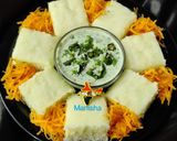 A picture of step 13 of Rava Dhokla (Tricolour).