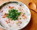 Hình bước làm 3 của món Cháo nấm rong biển tốc hành từ cơm nguội