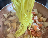Foto del paso 8 de la receta: Spaghetti de trigo y soja verde con bacalao, salmón y brote de bambú