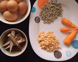 A picture of step 1 of Egg tofu with veggies (awarar kwai).