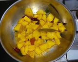 A picture of step 3 of BOILED POTATO CURRY SERVED WITH KADHI, PURI, AND KHEER.
