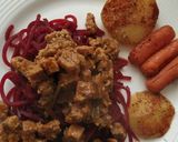 Foto del paso 5 de la receta: Spaghetti de remolacha con trocitos de cerdo y verduras al vapor
