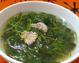 Hình bước làm 3 của món Canh rau má nấu thịt thanh nhiệt