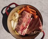 A picture of step 1 of Beef bone broth with noodles.