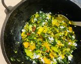 A picture of step 5 of Sajana ghanta (Mixed vegetable Drumstick leaves).
