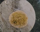 A picture of step 2 of Makuni or sattu paratha.