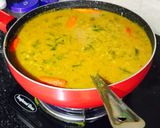 A picture of step 11 of Sindhi Style: 'Lal Math' or 'Lal Saag Dal'.