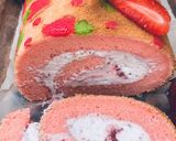 A picture of step 10 of Three layer Strawberry 🍓 Swiss roll.