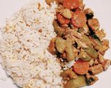 Kókuszos zöldséges csirke, tojásos rizzsel recept fázis 5 fotója