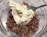A picture of step 1 of Bruschetta with Sausage and Cream Cheese.