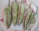 हरी मिर्च बेसन से भरी हुई (Hari mirch besan se bhari hui recipe in Hindi) रेसिपी चरण 4 फोटो