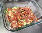 Une image de l'étape 8 de Gratin de courgettes et pommes de terre au lomo et roquefort.