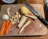A picture of step 1 of Spiced parsnip soup.