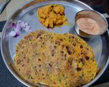 A picture of step 3 of Methi na Thepla dhebra.