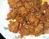 A picture of step 4 of Lauki pakore with leftover rice.