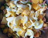 Foto del paso 8 de la receta Ensalada templada de patatas con langostinos y atún en conserva