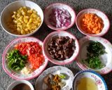 A picture of step 1 of Stir fried potatoes with veggies and gizzard.