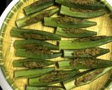 A picture of step 4 of Okra stuffed with Cluster Beans Chutney.